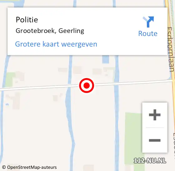 Locatie op kaart van de 112 melding: Politie Grootebroek, Geerling op 10 februari 2018 22:23