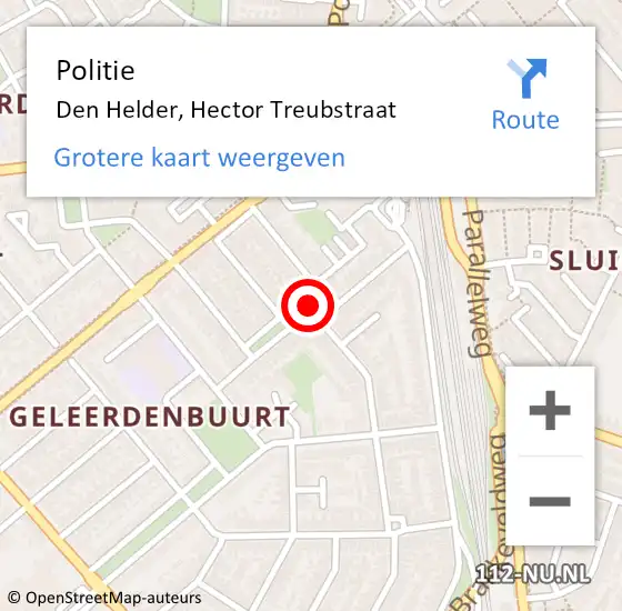 Locatie op kaart van de 112 melding: Politie Den Helder, Hector Treubstraat op 10 februari 2018 22:39