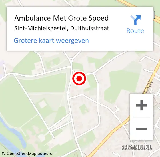 Locatie op kaart van de 112 melding: Ambulance Met Grote Spoed Naar Sint-Michielsgestel, Duifhuisstraat op 10 februari 2018 22:39