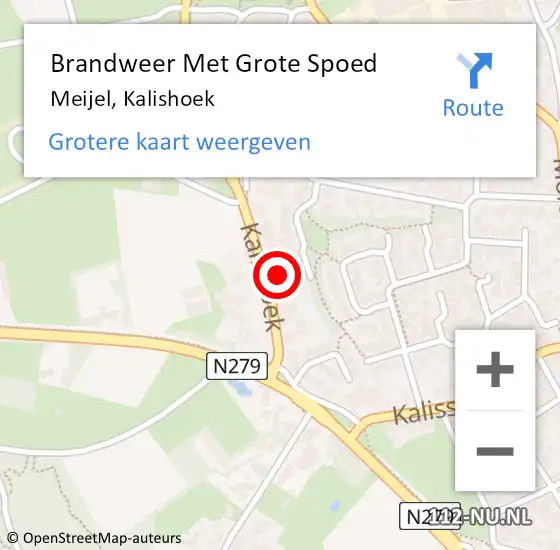 Locatie op kaart van de 112 melding: Brandweer Met Grote Spoed Naar Meijel, Kalishoek op 10 februari 2018 22:51