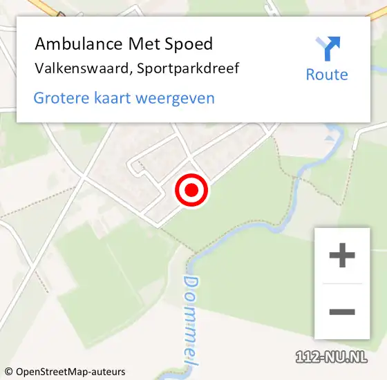 Locatie op kaart van de 112 melding: Ambulance Met Spoed Naar Valkenswaard, Sportparkdreef op 10 februari 2018 23:08