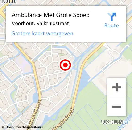 Locatie op kaart van de 112 melding: Ambulance Met Grote Spoed Naar Voorhout, Valkruidstraat op 10 februari 2018 23:26