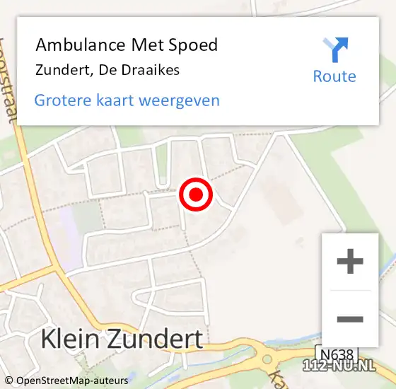 Locatie op kaart van de 112 melding: Ambulance Met Spoed Naar Zundert, De Draaikes op 15 februari 2014 19:55