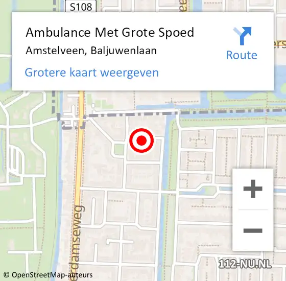 Locatie op kaart van de 112 melding: Ambulance Met Grote Spoed Naar Amstelveen, Baljuwenlaan op 10 februari 2018 23:51