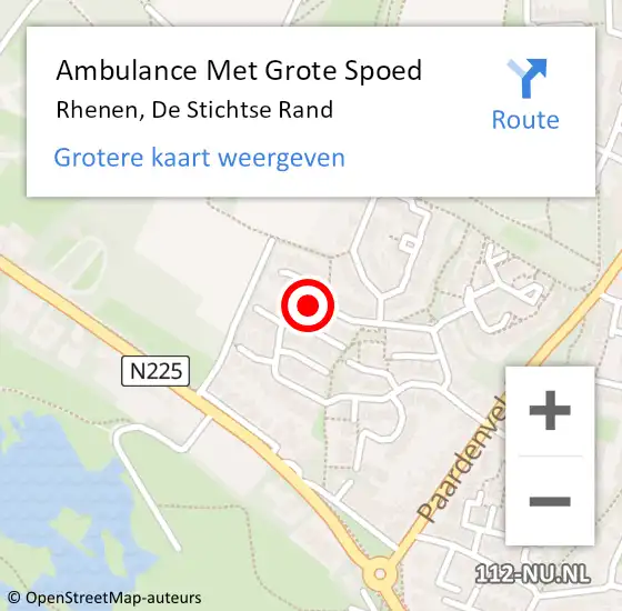 Locatie op kaart van de 112 melding: Ambulance Met Grote Spoed Naar Rhenen, De Stichtse Rand op 11 februari 2018 00:08