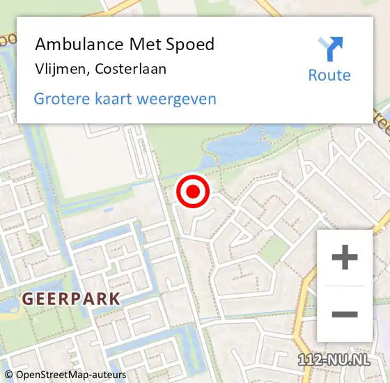 Locatie op kaart van de 112 melding: Ambulance Met Spoed Naar Vlijmen, Costerlaan op 11 februari 2018 00:27