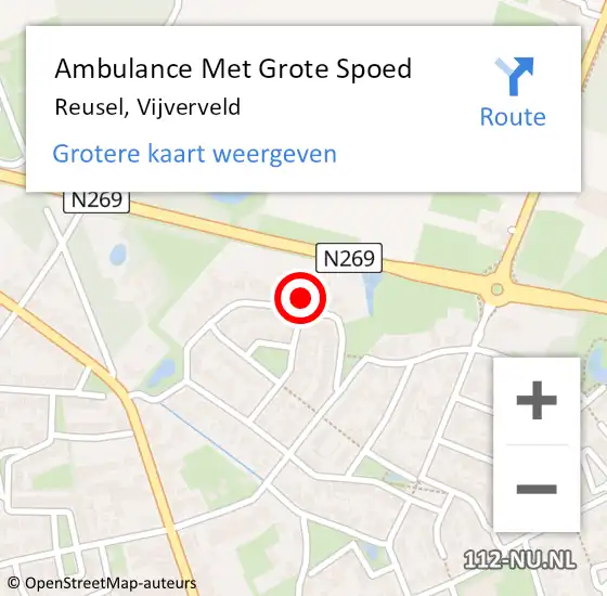 Locatie op kaart van de 112 melding: Ambulance Met Grote Spoed Naar Reusel, Vijverveld op 11 februari 2018 01:24