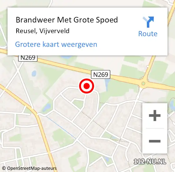 Locatie op kaart van de 112 melding: Brandweer Met Grote Spoed Naar Reusel, Vijverveld op 11 februari 2018 01:24