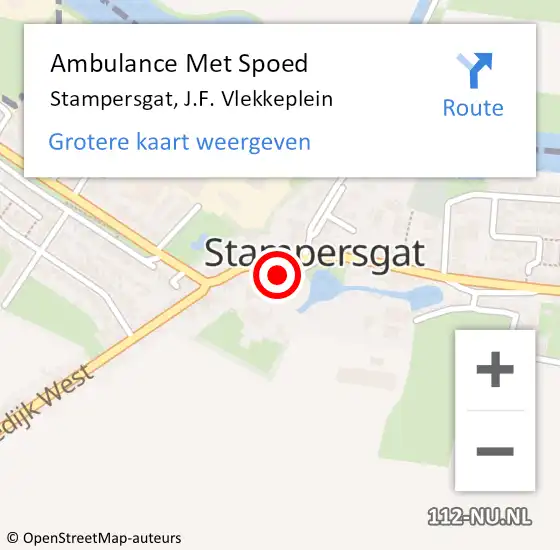 Locatie op kaart van de 112 melding: Ambulance Met Spoed Naar Stampersgat, J.F. Vlekkeplein op 11 februari 2018 02:35