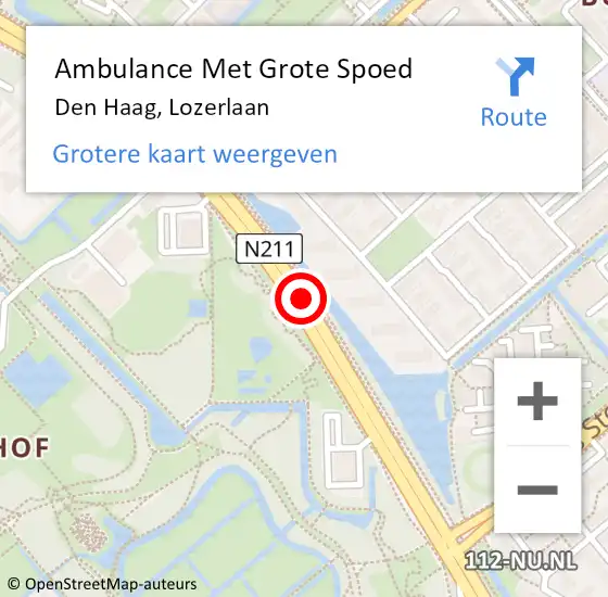 Locatie op kaart van de 112 melding: Ambulance Met Grote Spoed Naar Den Haag, Lozerlaan op 11 februari 2018 02:46