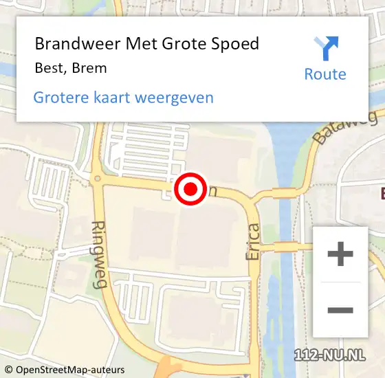 Locatie op kaart van de 112 melding: Brandweer Met Grote Spoed Naar Best, Brem op 11 februari 2018 02:56