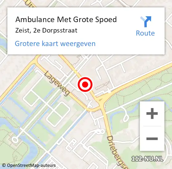 Locatie op kaart van de 112 melding: Ambulance Met Grote Spoed Naar Zeist, 2e Dorpsstraat op 11 februari 2018 02:57