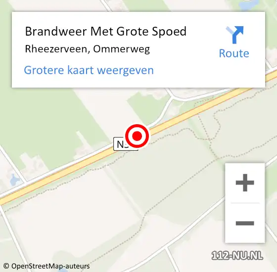 Locatie op kaart van de 112 melding: Brandweer Met Grote Spoed Naar Rheezerveen, Ommerweg op 11 februari 2018 03:01
