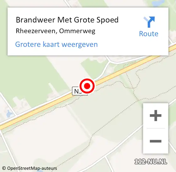 Locatie op kaart van de 112 melding: Brandweer Met Grote Spoed Naar Rheezerveen, Ommerweg op 11 februari 2018 03:10