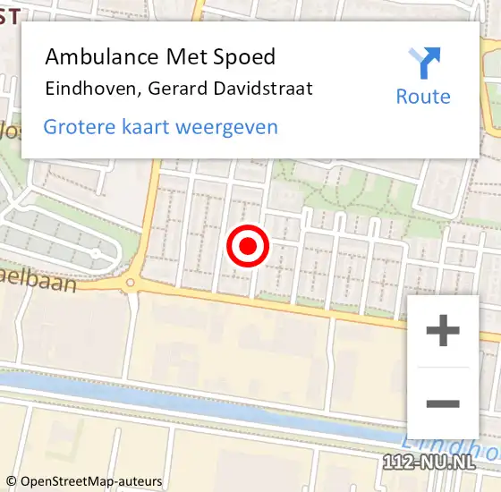 Locatie op kaart van de 112 melding: Ambulance Met Spoed Naar Eindhoven, Gerard Davidstraat op 11 februari 2018 03:23