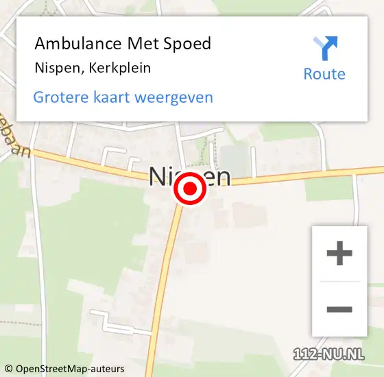 Locatie op kaart van de 112 melding: Ambulance Met Spoed Naar Nispen, Kerkplein op 11 februari 2018 04:10