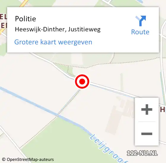 Locatie op kaart van de 112 melding: Politie Heeswijk-Dinther, Justitieweg op 11 februari 2018 04:50