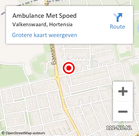 Locatie op kaart van de 112 melding: Ambulance Met Spoed Naar Valkenswaard, Hortensia op 11 februari 2018 05:52