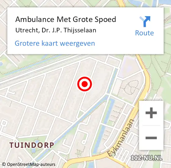 Locatie op kaart van de 112 melding: Ambulance Met Grote Spoed Naar Utrecht, Dr. J.P. Thijsselaan op 11 februari 2018 05:53