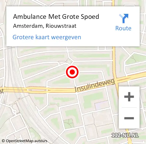 Locatie op kaart van de 112 melding: Ambulance Met Grote Spoed Naar Amsterdam, Riouwstraat op 11 februari 2018 06:24