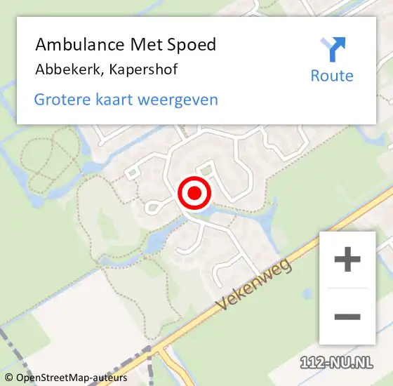 Locatie op kaart van de 112 melding: Ambulance Met Spoed Naar Abbekerk, Kapershof op 11 februari 2018 06:37