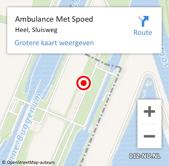 Locatie op kaart van de 112 melding: Ambulance Met Spoed Naar Heel, Sluisweg op 11 februari 2018 09:05