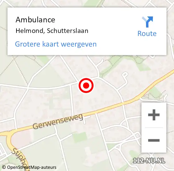 Locatie op kaart van de 112 melding: Ambulance Helmond, Schutterslaan op 11 februari 2018 09:57