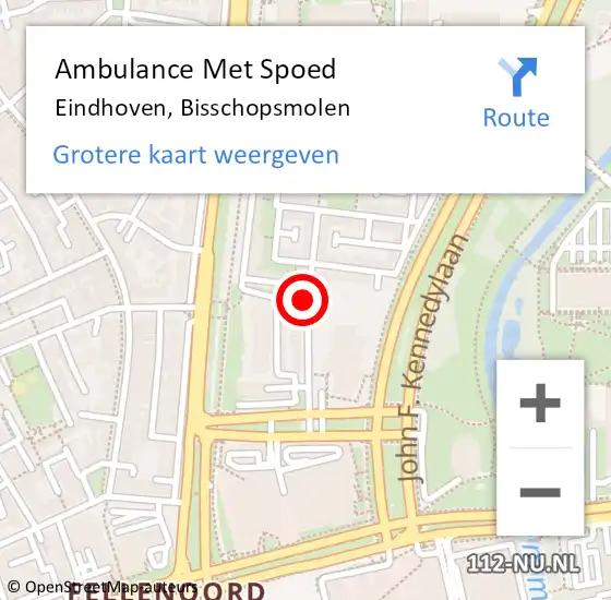 Locatie op kaart van de 112 melding: Ambulance Met Spoed Naar Eindhoven, Bisschopsmolen op 11 februari 2018 10:15