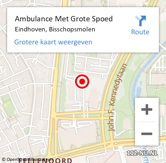 Locatie op kaart van de 112 melding: Ambulance Met Grote Spoed Naar Eindhoven, Bisschopsmolen op 11 februari 2018 10:16