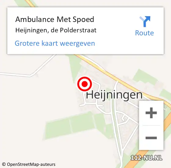 Locatie op kaart van de 112 melding: Ambulance Met Spoed Naar Heijningen, de Polderstraat op 11 februari 2018 10:53