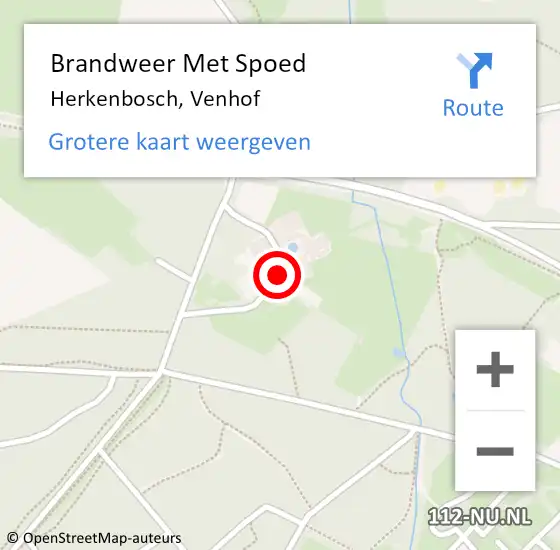 Locatie op kaart van de 112 melding: Brandweer Met Spoed Naar Herkenbosch, Venhof op 11 februari 2018 10:56