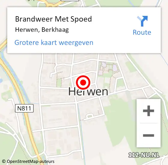 Locatie op kaart van de 112 melding: Brandweer Met Spoed Naar Herwen, Berkhaag op 11 februari 2018 10:59