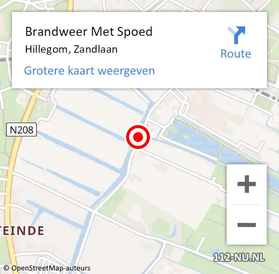 Locatie op kaart van de 112 melding: Brandweer Met Spoed Naar Hillegom, Zandlaan op 11 februari 2018 10:59