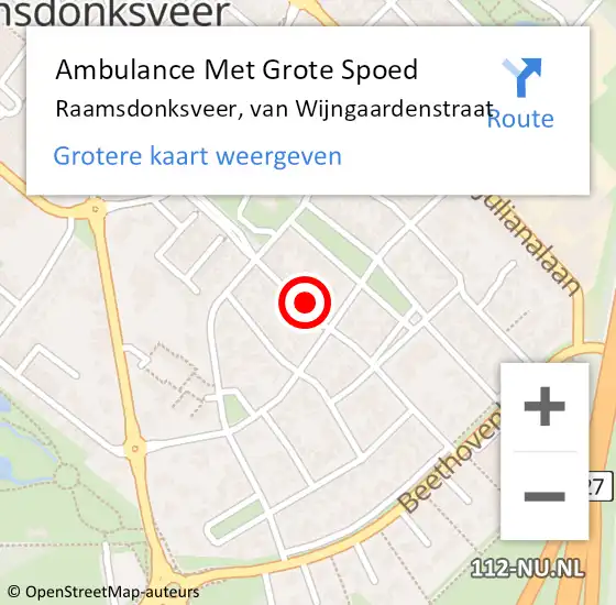 Locatie op kaart van de 112 melding: Ambulance Met Grote Spoed Naar Raamsdonksveer, van Wijngaardenstraat op 11 februari 2018 11:36