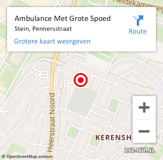 Locatie op kaart van de 112 melding: Ambulance Met Grote Spoed Naar Stein, Pennersstraat op 15 februari 2014 20:56