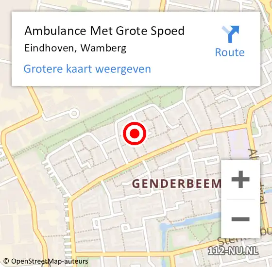 Locatie op kaart van de 112 melding: Ambulance Met Grote Spoed Naar Eindhoven, Wamberg op 11 februari 2018 12:29