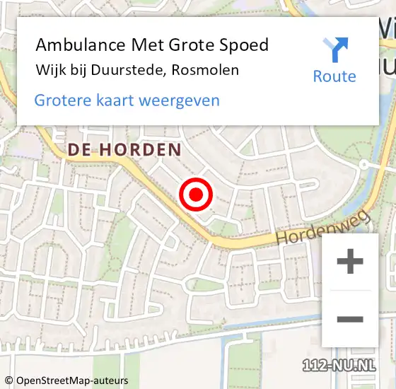 Locatie op kaart van de 112 melding: Ambulance Met Grote Spoed Naar Wijk bij Duurstede, Rosmolen op 11 februari 2018 12:57