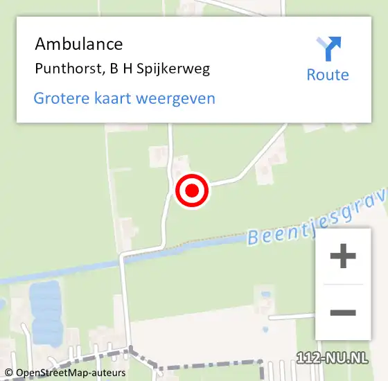 Locatie op kaart van de 112 melding: Ambulance Punthorst, B H Spijkerweg op 11 februari 2018 12:59