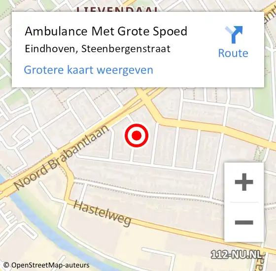 Locatie op kaart van de 112 melding: Ambulance Met Grote Spoed Naar Eindhoven, Steenbergenstraat op 11 februari 2018 13:00