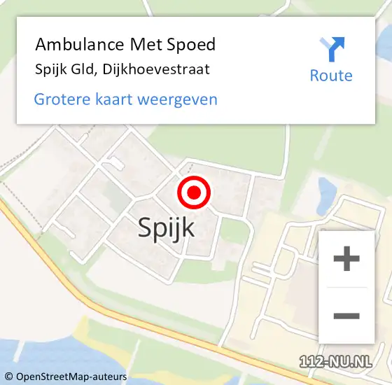 Locatie op kaart van de 112 melding: Ambulance Met Spoed Naar Spijk Gld, Dijkhoevestraat op 11 februari 2018 13:48