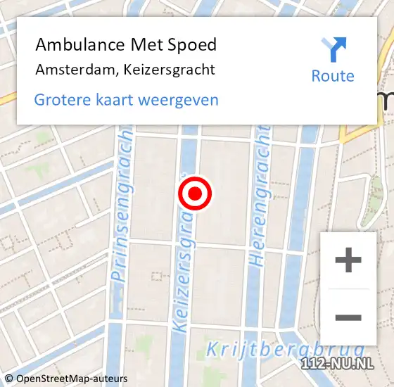 Locatie op kaart van de 112 melding: Ambulance Met Spoed Naar Amsterdam, Keizersgracht op 11 februari 2018 14:03