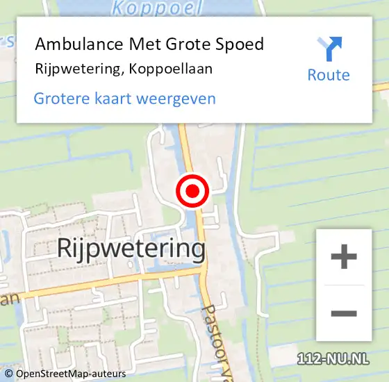 Locatie op kaart van de 112 melding: Ambulance Met Grote Spoed Naar Rijpwetering, Koppoellaan op 11 februari 2018 15:45