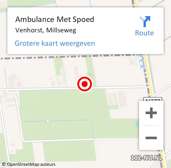 Locatie op kaart van de 112 melding: Ambulance Met Spoed Naar Venhorst, Millseweg op 15 februari 2014 21:23