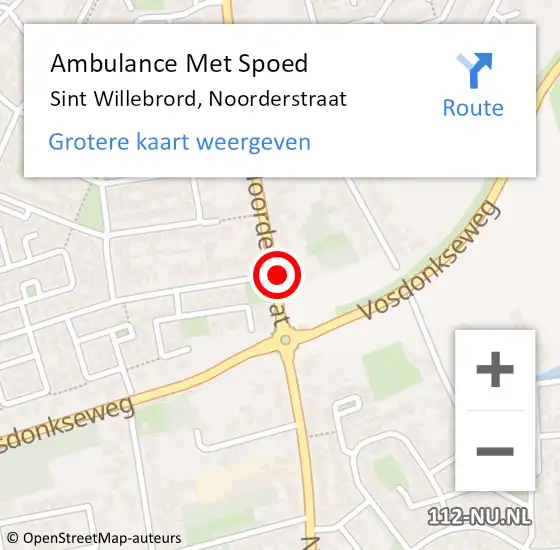 Locatie op kaart van de 112 melding: Ambulance Met Spoed Naar Sint Willebrord, Noorderstraat op 11 februari 2018 16:11