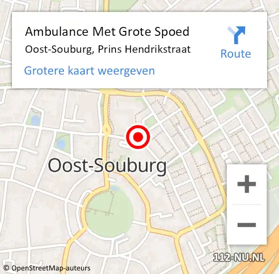 Locatie op kaart van de 112 melding: Ambulance Met Grote Spoed Naar Oost-Souburg, Prins Hendrikstraat op 11 februari 2018 16:27