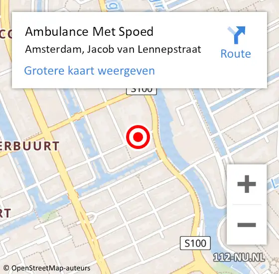 Locatie op kaart van de 112 melding: Ambulance Met Spoed Naar Amsterdam, Jacob van Lennepstraat op 11 februari 2018 16:44