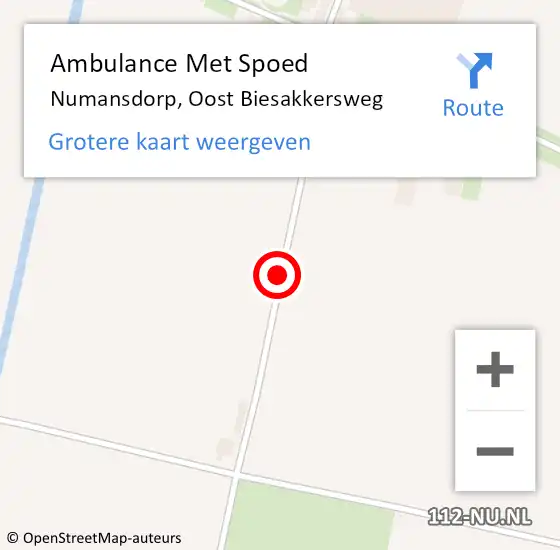 Locatie op kaart van de 112 melding: Ambulance Met Spoed Naar Numansdorp, Oost Biesakkersweg op 11 februari 2018 16:49