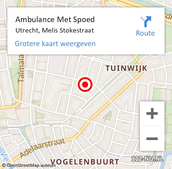 Locatie op kaart van de 112 melding: Ambulance Met Spoed Naar Utrecht, Melis Stokestraat op 11 februari 2018 17:44