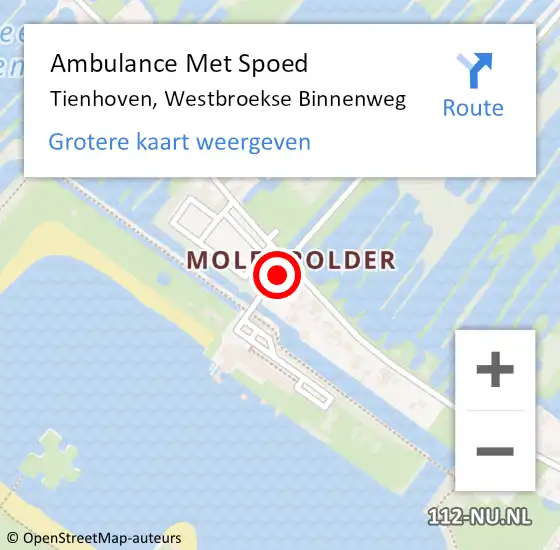 Locatie op kaart van de 112 melding: Ambulance Met Spoed Naar Tienhoven, Westbroekse Binnenweg op 11 februari 2018 18:06