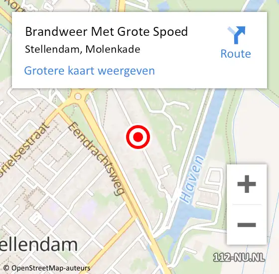 Locatie op kaart van de 112 melding: Brandweer Met Grote Spoed Naar Stellendam, Molenkade op 11 februari 2018 18:14